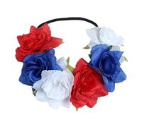 HugeDE Stretch Rose Flower Headband Mexican Floral Headband Flower Head Crown Floral Hair Wreath Flower Garland Headband White Blue Red