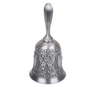 HugeDE Vintage Metal Bells Hand Call Bells Dinner Service Bell Large Craft Hand Bell Christmas Jingle Bell Food Line Bell Ringing Bell with Handle Silver
