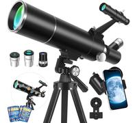 HUGERSTAR Telescope Astronomy Professional for Adults, 80/500 mm Astronomical Refractor Telescopes for Children Beginners with Tripod, Mobile Phone Adapter - Ideal for Moon, Stars & Landscape