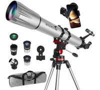 HUGERSTAR Telescope Astronomy Professional for Adults, 90 mm Aperture 900 mm Refractor Telescopes for Children and Beginners with Extendable Tripod, Phone Adapter, Moon Filter Observation