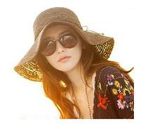 HugeStore Floppy Foldable Wide Brim Chic Sun Hat Sun Visor Summer Beach Straw Hat for Women Ladies Brown