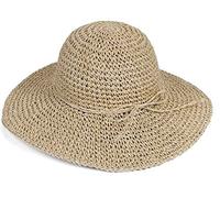 HugeStore Floppy Foldable Wide Brim Chic Sun Hat Sun Visor Summer Beach Straw Hat for Women Ladies Beige