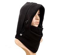 HugeStore Unisex Winter Thermal Fleece Hooded Balaclava Full Face Mask Neck Warmer Wind Stopper for Women Men Black
