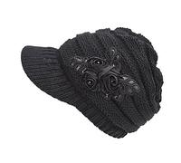 HugeStore Women Ladies Winter Crochet Peaked Beanie Cap Hat Knitted Skull Cap Black