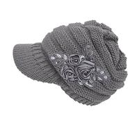HugeStore Women Ladies Winter Crochet Peaked Beanie Cap Hat Knitted Skull Cap Grey