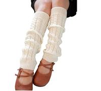 HugeStore Women's Winter Crochet Knitted Leg Warmers, Knee Socks, Legwarmers, White