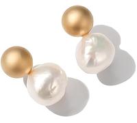HUGETOMATO Freshwater Pearl Earrings Real 925 Silver Baroque Pearls Stud Earrings for Women Hypoallergenic Wedding Everyday Gift for Birthday, Valentine's Day, Mother's Day, 10mm, Size:, Pearl