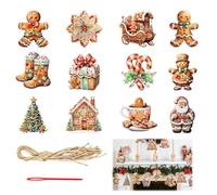 Hugfads 24-Piece Christmas Paper Ornaments Set, Christmas Hanging Pendants for Christmas Decor with Lanyard, Gingerbread Man and Christmas Tree Decorations, DIY Crafts for Festive Holiday Decor