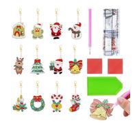 Hugfads Pack of 12 5D DIY Diamond Painting Keyrings, Christmas Diamond Painting Pendant, Santa Claus Crystal Art Keyrings Diamond Pendant Craft, Perfect for DIY Crafts and Idea Festive Gifts