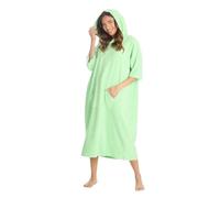 Huggable Hoodie Ladies Towelling Beach Cover Up Hooded Poncho Towel Terry Beach Robe One Size (Green)
