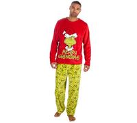 Huggable Hoodie WS-AW24 Adults Mens Grinch Applique warm Fleece Longline Pyjama Set Green Large