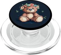 Huggable Teddy Bear with a Sweet Floral Crown PopSockets PopGrip for MagSafe