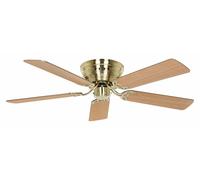Hugger Ceiling fan Low profile Classic Flat Brass Beech Flush mount 132 cm 52"