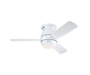 Hugger mount Ceiling fan with light and remote Halley White & Maple 112 cm 44"