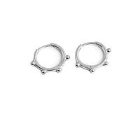 Huggie Beaded Small Sleeper Hoop Earrings for Women 925 Sterling Silver Minimalist Tiny Ball Bead Stud Cuff Cartilage Helix Wrap Fashion Dainty Hypoallergenic Jewelry (Silver)