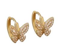 Huggie Butterfly Small Hoop Earrings for Women Cubic Zirconia Crystal Insect Tiny Cartilage Hoops Earring Delicate Rhinestone Birthday Holiday Anniversary Jewelry Gifts