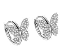 Huggie Butterfly Small Hoop Earrings for Women Cubic Zirconia Crystal Insect Tiny Cartilage Hoops Earring Delicate Rhinestone Birthday Holiday Anniversary Jewelry Gifts