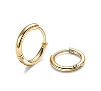 Huggie Hoop Earrings for Women Men - 316L Surgical Stainless Steel 6mm 8mm 10mm Mens Ear Hugging Hoop Earrings for Cartilage Gold Black 20G 18G Hypoallergenic Second Hole Sleeper Hoop Earrings, Metal