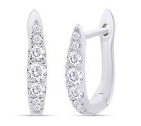 Huggie Hoop Earrings for Women Round Lab Created Moissanite or Lab Grown Diamond Earrings for Her in 14K Gold Over Sterling Silver Jewelry Gift For Her, Metal Sterling Silver, Created Diamond