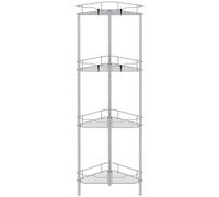 HuggieGems 4 Tier Floor Standing Corner Shower Caddy Organizer Shelf with Hooks, Bathroom Shelves Stand Rack, Silver