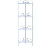 HuggieGems 4 Tier Floor Standing Corner Shower Caddy Organizer Shelf with Hooks, Bathroom Shelves Stand Rack, Blue