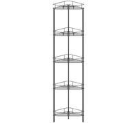 HuggieGems 5 Tier Floor Standing Corner Shower Caddy Organizer Shelf with Hooks, Bathroom Shelves Stand Rack, Black