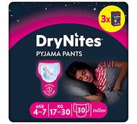 Huggies DryNites absorbent night diapers for bed-wetting, for girls 4-7 years (17-30 kg), 3 x 10 = 30 diaper pants, monthly box