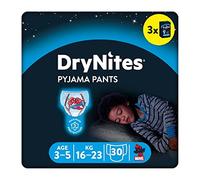 Huggies DryNites, Boys’ Night Time Pants - Sizes 3-5 Years (30 Pants) - Absorbent Pyjama Pants with Fun Designs - Unbeatable Night Time Protection