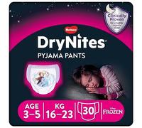 Huggies DryNites, Girls’ Night Time Pants - Sizes 3-5 Years (30 Pants) Monthly Pack - Ultra-Absorbent Pyjama Pants - Unbeatable Night Time Protection