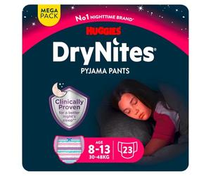 Huggies Drynites Oyjama Pants Age 8-13 Girl Mega 23Pk