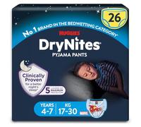 HUGGIES DryNites® Pyjama Pants, Boys 4-7 Years (17-30KG), 52 x Bedwetting Pants, Up to 100% Leak Free Nights