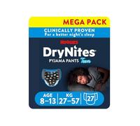 HUGGIES DryNites, Pyjama Pants, Boys 8-13 Years (30-48KG), 27 x Bedwetting Pants, Up to 100% Leak Free Nights