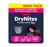HUGGIES DryNites, Pyjama Pants, Girls 13+ Years (48-60KG), 33 x Bedwetting Pants, Up to 100% Leak Free Nights