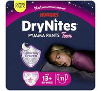 Huggies DryNites Pyjama Pants, Girls 13+ Years (48-60KG), Up to 100% Leak Free Nights, Bedwetting Pants, Jumbo Pack, 11 Count