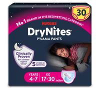 HUGGIES DryNites Pyjama Pants, Girl's 4-7 Years (17-30KG), 30 x Bedwetting Pants