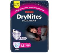Huggies DryNites Pyjama Pants, Girls 4-7 Years (17-30KG), Up to 100% Leak Free Nights, Bedwetting Pants, 64 Count