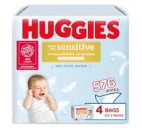 Huggies Pure Extra Sensitive Baby Wipes - Plastic Free Wet Wipes, 99% Water, Fragrance Free, Hypoallergenic, Extar soft texture with soft pillows. - 12 Pack (576 Wipes)