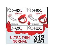HUGGIES Kotex Ultra Thin Sanitary Towels without Wings, Normal Absorbency Towels - 12 Packs x 16 Sanitary Pads (192 Pads Total)