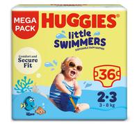 Huggies Little Swimmers, Swim Nappies - Size 2-3, 36 Pants - Adjustable Tabbed Sides for Secure Fit - Maximum Protection Swimming Nappies with Fun De