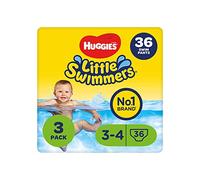 Huggies Little Swimmers, Swim Nappies - Size 3-4, 36 Baby Swim Pants - Leak Guards and Stretchy Waistband Protect Without Swelling - Tear Sides for Easy Removal