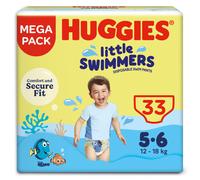 Huggies Little Swimmers, Swim Nappies, Size 5-6 - 33 Pants - Maximum Protection Swimming Nappies with Leak Guards - All-Round Stretchy Waistband