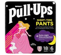 Huggies Pull-Ups, Trainers Night Nappy Pants for Girls - 2-4 Years, Pull-Ups Size 5-6+ (18 Pants) - Extra Night Time Protection - Support for Consistent Potty Training Routines