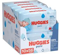 Huggies Pure Baby Wipes - Pack of 10 (10 x 56 Packs, 56 Count (Pack 10)
