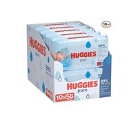 Huggies Pure Baby Wipes - Pack of 10 (10 x 56 Packs Total 560 Wipes)