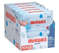 Huggies Pure Baby Wipes - Pack of 10 (10 x 56 Packs, Total 560 Wipes)