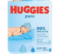 Huggies Pure Natural Wet Baby Wipes for Sensitive Skin, 4 x 56 Packs (224 Wipes)