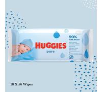 Huggies Pure Newborn Gentle Wipes with Skin Loving Natural Fibres 18x56 Wipes
