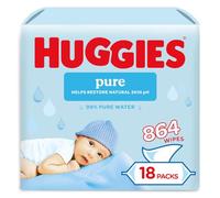 Huggies Pure Plastic Free Baby Wipes - 99% Water Wet Wipes, Fragrance Free, Hypoallergenic, better cleaning, soft and gentle on babies' delicate skin - Pack of 18 (864 Wipes)