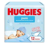 Huggies Pure Plastic Free Baby Wipes - 99% Water Wet Wipes, Fragrance Free, Hypoallergenic, better cleaning, soft and gentle on babies' delicate skin - Pack of 12 (576 Wipes)