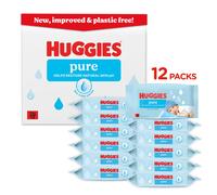 Huggies Pure Plastic Free Baby Wipes, Pack of 12